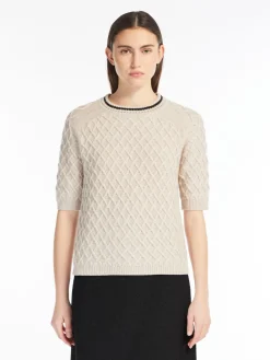 Wool and cashmere diamond-pattern jumper