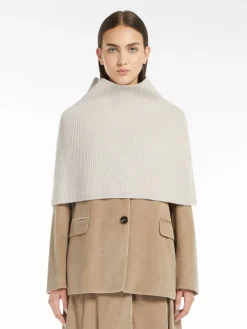 Wool and cashmere ribbed cape