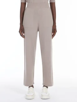Wool and cashmere yarn trousers