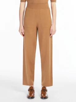 Wool and cashmere yarn trousers