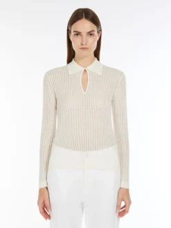 Wool and silk polo shirt