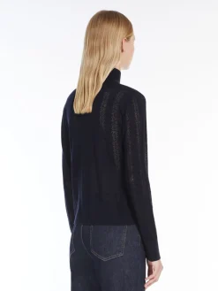 Wool and silk yarn turtleneck jumper