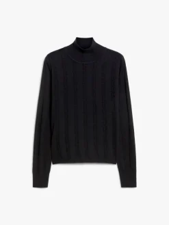 Wool and silk yarn turtleneck jumper