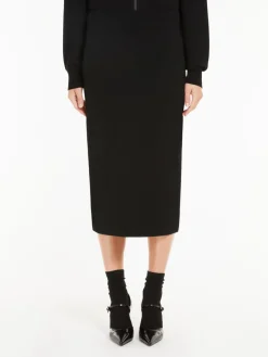 Wool and viscose pencil skirt