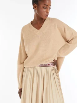 Wool and viscose-blend V-neck sweater