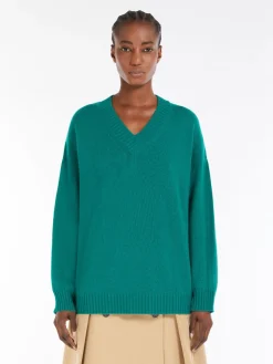 Wool and viscose-blend V-neck sweater