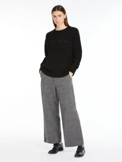 Wool buttoned jogging trousers