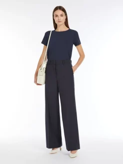 Wool canvas palazzo trousers