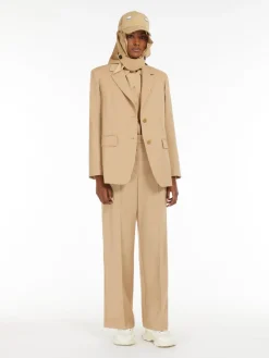 Wool canvas palazzo trousers