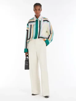 Wool canvas palazzo trousers