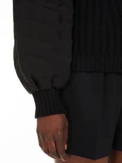 Wool cardigan with silk sleeves