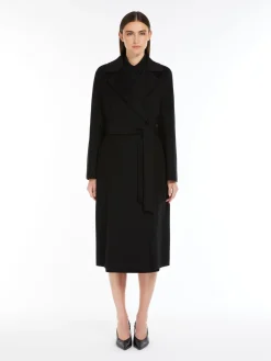 Wool, cashmere and silk wrap coat