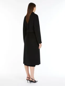 Wool, cashmere and silk wrap coat