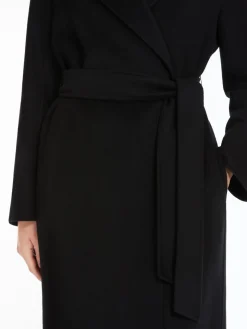 Wool, cashmere and silk wrap coat