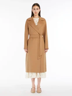 Wool, cashmere and silk wrap coat