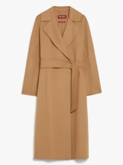 Wool, cashmere and silk wrap coat