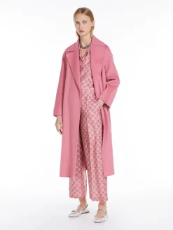 Wool, cashmere and silk wrap coat