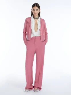 Wool crêpe satin trousers