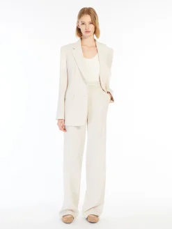 Wool crêpe satin trousers
