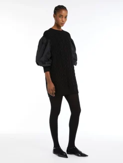 Wool dress with balloon sleeves