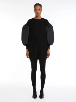 Wool dress with balloon sleeves