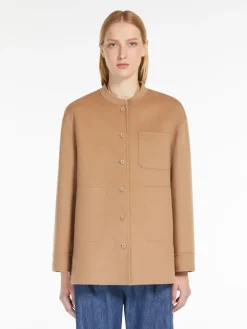 Wool jacket with mandarin collar