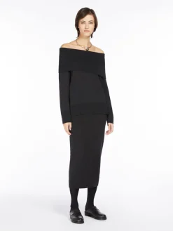 Wool off-the-shoulder jumper