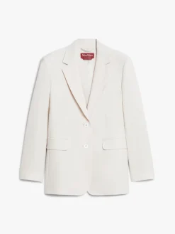 Wool satin crêpe single-breasted blazer