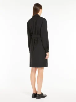 Wool satin shirt dress
