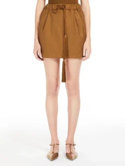 Wool, silk and mohair canvas miniskirt