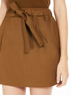 Wool, silk and mohair canvas miniskirt