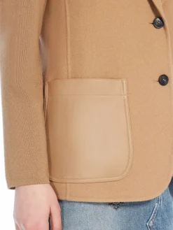 Wool twill and knit fabric jacket