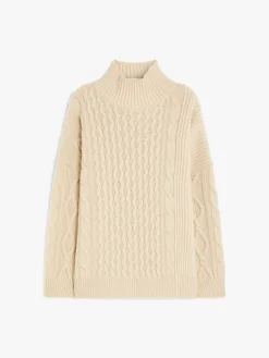 Wool yarn polo-neck sweater