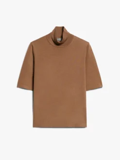 Wool yarn polo-neck sweater