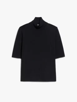 Wool yarn polo-neck sweater