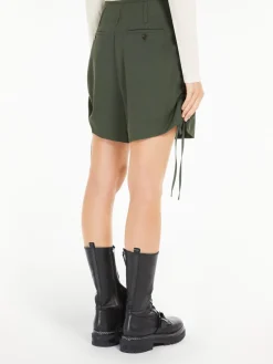 Wool-blend Bermuda shorts with drawstring