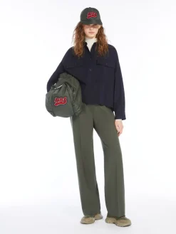 Wool-blend gabardine cropped jacket
