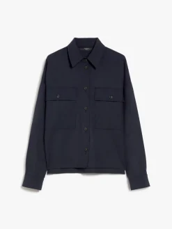 Wool-blend gabardine cropped jacket