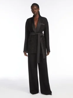 Wool-blend jacket with micro-sequins