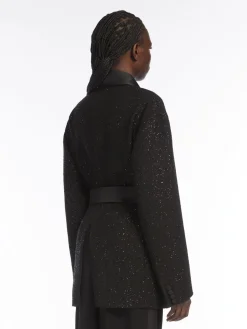 Wool-blend jacket with micro-sequins