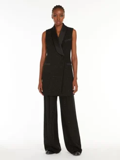Wool-blend trousers with sequins